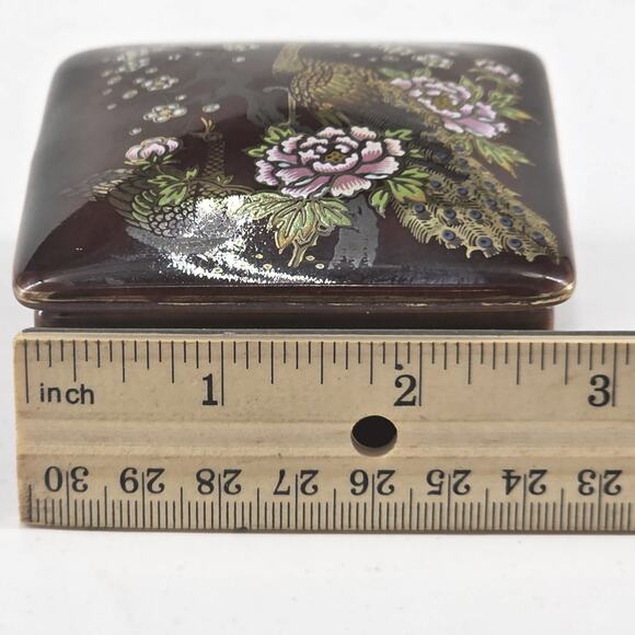 ASAHI trinket Ring Box Jewelry Ceramic Vintage Small 2.75 X 2.75 X 1.5 Peacock - Picture 8 of 12